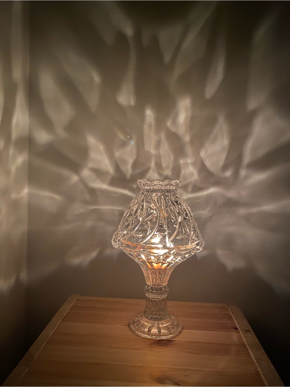Vintage Fifth Avenue Crystal Germany Fairy Lamp- Glass Candle Holder Tea Light